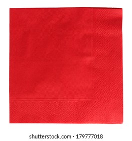 Red Square Napkin On White Background