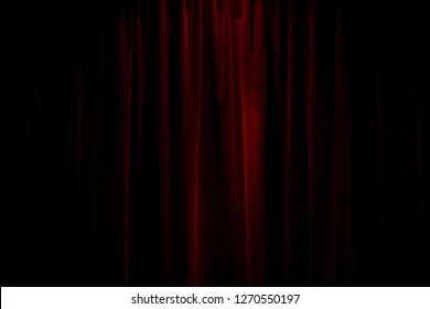 Red Stage Curtain And Microphone