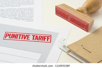 A Red Stamp On A Document - Punitive Tariff