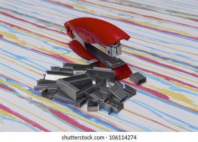 red stapler
