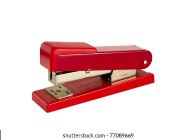 Red Stapler Isolated On White