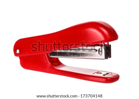 Red Stapler isolated on the white
