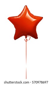 Red Star Balloon Isolated On White -Clipping Path