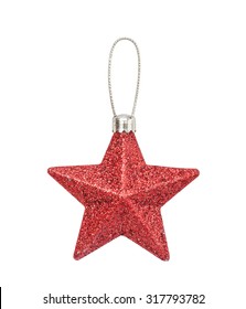 Red Star, Christmas Decoration  Isolated On The White