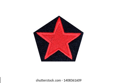 Red Star Embroidered Badge Isolated On White