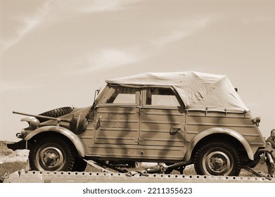 Red Star Military History Club. German Military Transport Of WWII Time During Historical Reenactment Of WWII , May 13, 2012 In Kiev, Ukraine