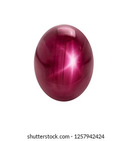 Red Star Ruby Oval Cabochon Cut Natural Gems on white isolate