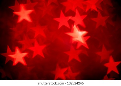 Red Stars Bokeh As Background