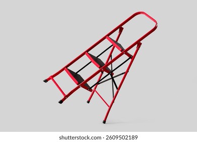 Red stepladder on light background
