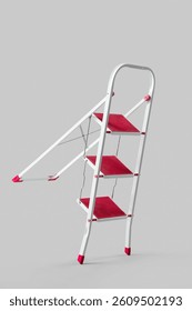 Red stepladder on light background