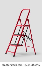 Red stepladder on light background