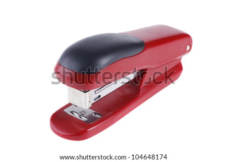 red stepler. isolated on white background