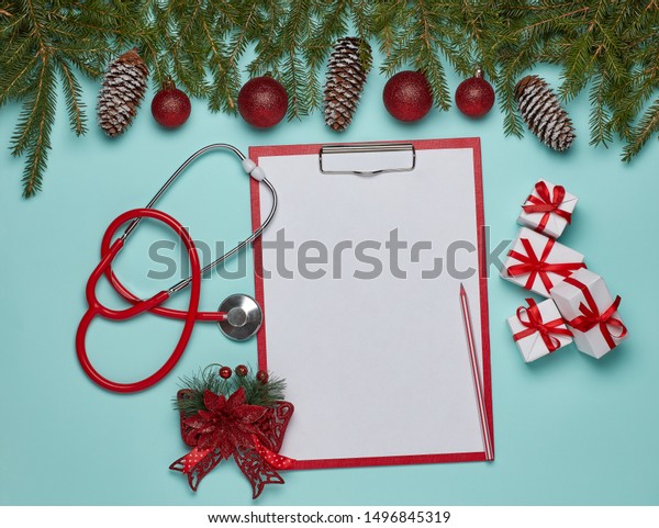 Red Stethoscope Blank Sheet On Clipboard Stock Image Download Now