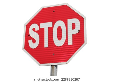 Red Stop Sign isolated on pure white background. Road traffic regulatory warning - Shutterstock ID 2299820287