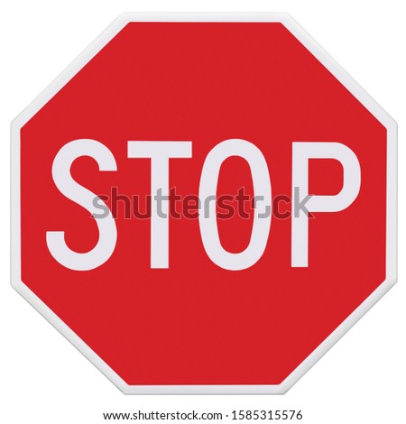 Red Stop Sign, Isolated Traffic Regulatory Warning Signage Octagon, White Octagonal Frame Sticker, Large Detailed Closeup