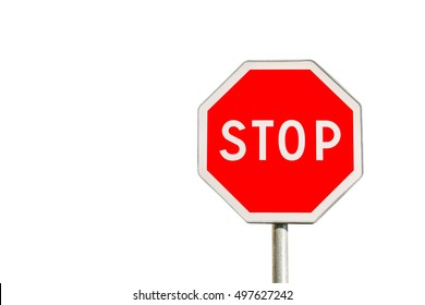 Red Stop Sign On White Background