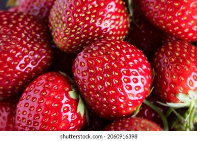 Red strawberry close-up. Delicious background