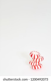 Red Striped Christmas Starlight Peppermint Mints On A White Background