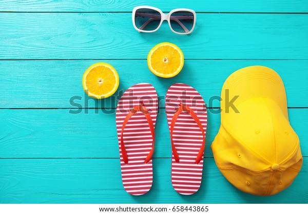 red stripe flip flops