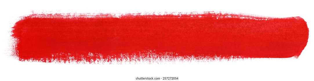 Red stroke of gouache paint brush isolated on white - Shutterstock ID 257272054