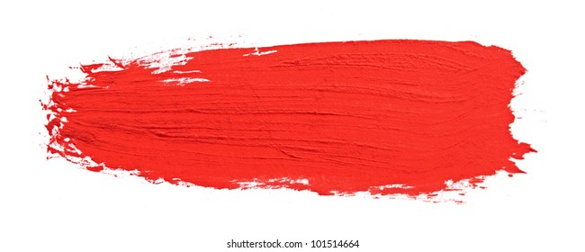 Red Stroke Of The Paint Brush Isolated On White