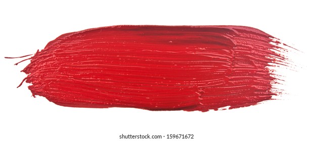 Red Stroke Of The Paint Brush Isolated On White