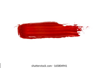 Red Stroke Of The Paint Brush Isolated On White