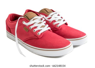 Red Stylish Sneakers Isolated On White Background 