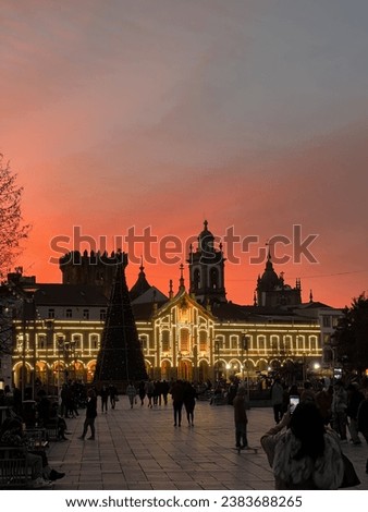 Red subset at Christmas in the city of Braga Portugal