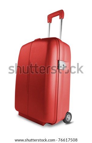 Red suitcase isolated on white background