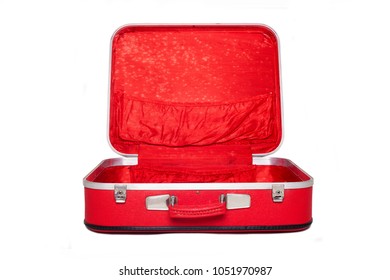 Red Suitcase Open For Travelling.