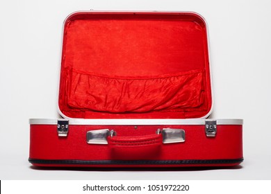 Red Suitcase Open For Travelling.