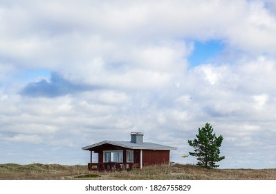 Red Summer Cottage On The Beach