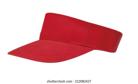 Red sun visor hats with clipping path on white background