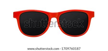 Red sunglasses isolated on white background