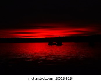 Red Sunset In Mentawai Island, Indonesia