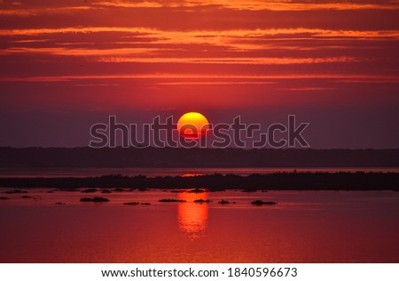 Red Sunset Sky under the Ria Formosa , In Faro 