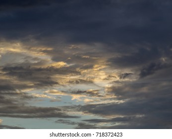 Red sunset, thick clouds