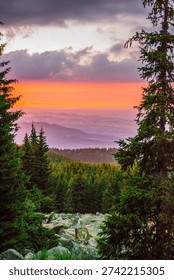 Red sunset. Vitosha mountain. Sofia, Bulgaria 