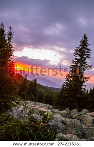Red sunset. Vitosha mountain. Sofia, Bulgaria 