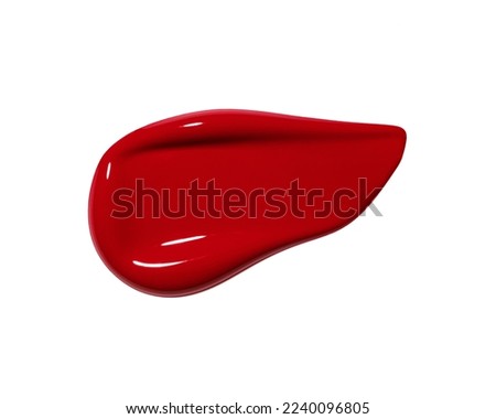 red swatch of lipgloss, bright color cosmetic product stroke, acryl gouache oil paint texture, cosmetic or beauty product texture	