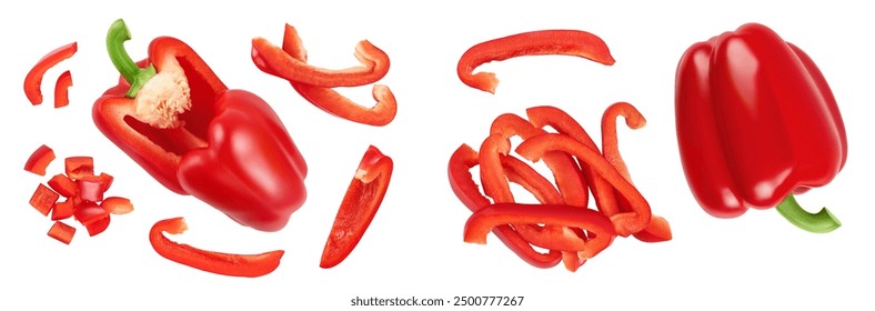 red sweet bell pepper half isolated on white background. Top view. Flat lay - Powered by Shutterstock