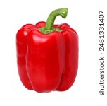 red sweet bell pepper isolated on a white background, clipping path, cut out, single