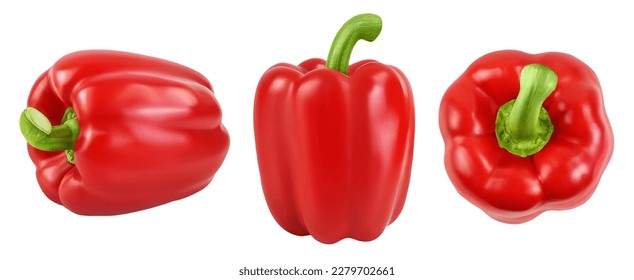 red sweet bell pepper isolated on white background. Set or collection - Shutterstock ID 2279702661