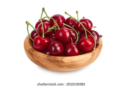 red sweet cherry in wooden bowl isolated on white background with clipping path and full depth of field - Powered by Shutterstock