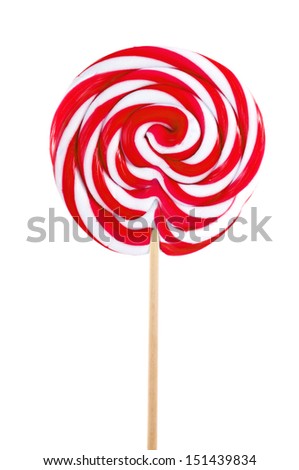 red sweet lollipop isolated on white background
