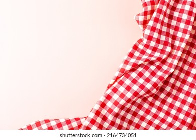 Red Table Cloth On Pink Background