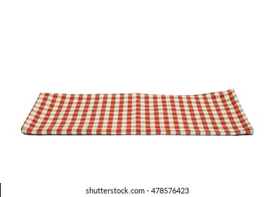 red tablecloth isolated on white background,crumpled tablecloth on white background