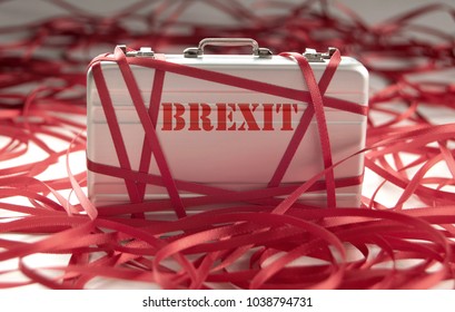 Red Tape Around A Briefcase Labeled Brexit