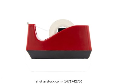 Red Tape Dispenser Isolate On A White Background.